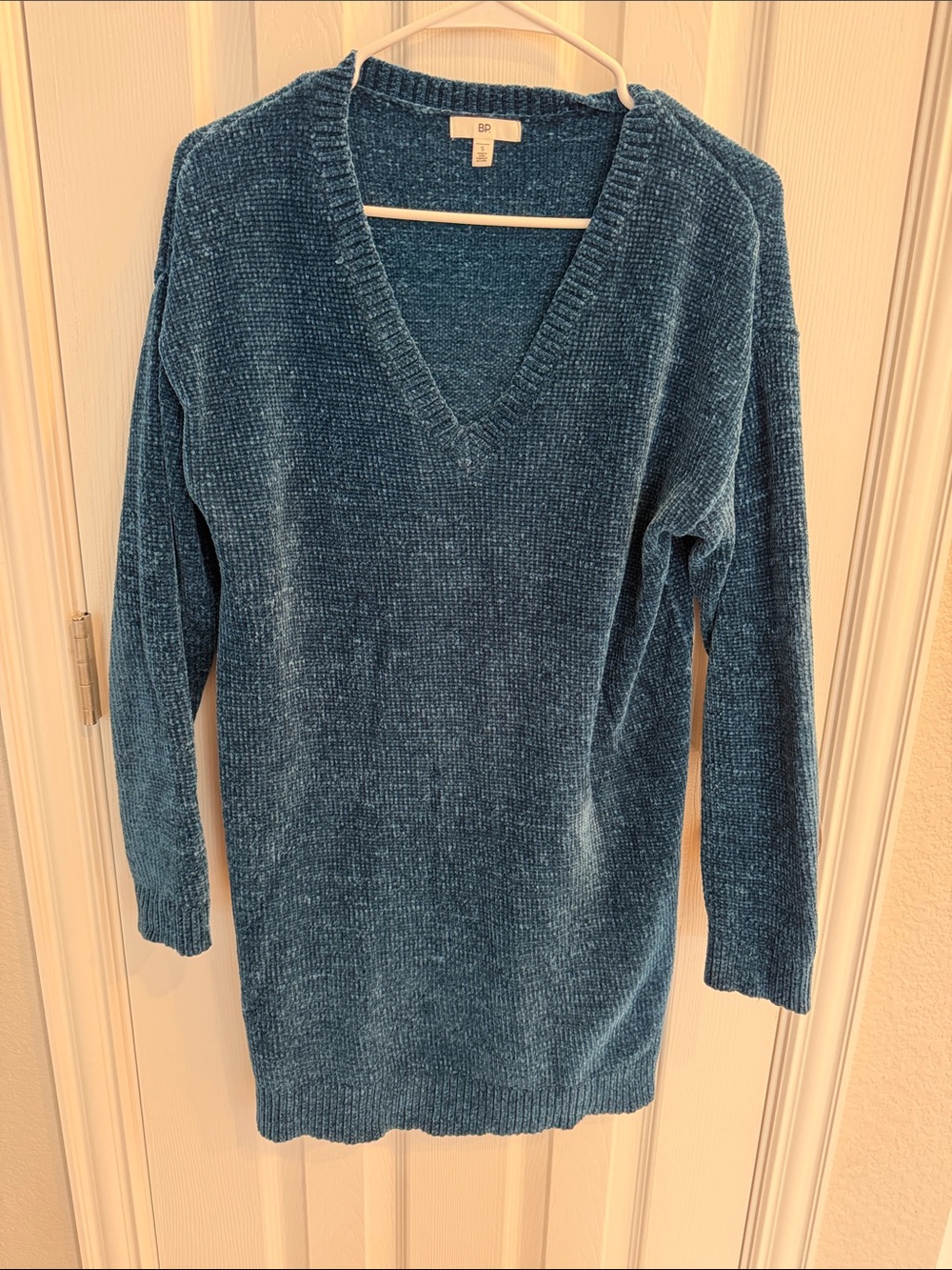 bp Teal Blue Chenille V-Neck Sweater dress